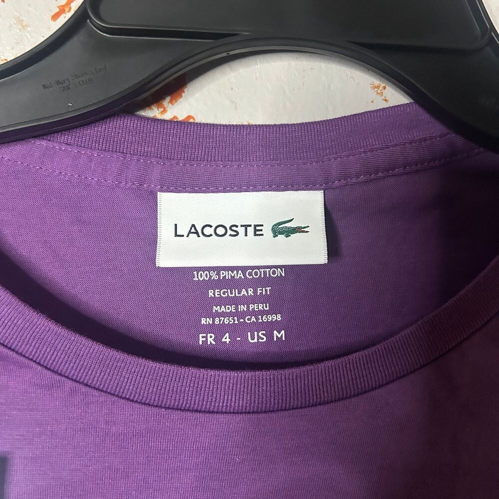 Lacoste Purple Pima Cotton T-Shirt Mens M NWT Croc Logo Tee - Picture 4 of 5